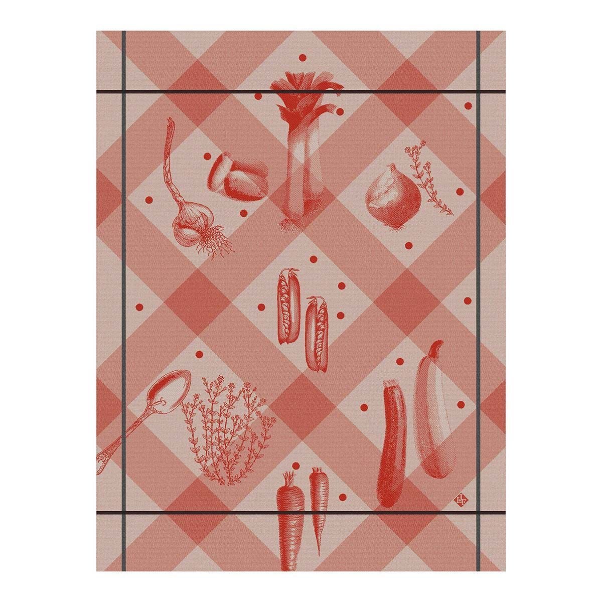 Legumes Au Jardin Red Tea Towels by Le Jacquard Français