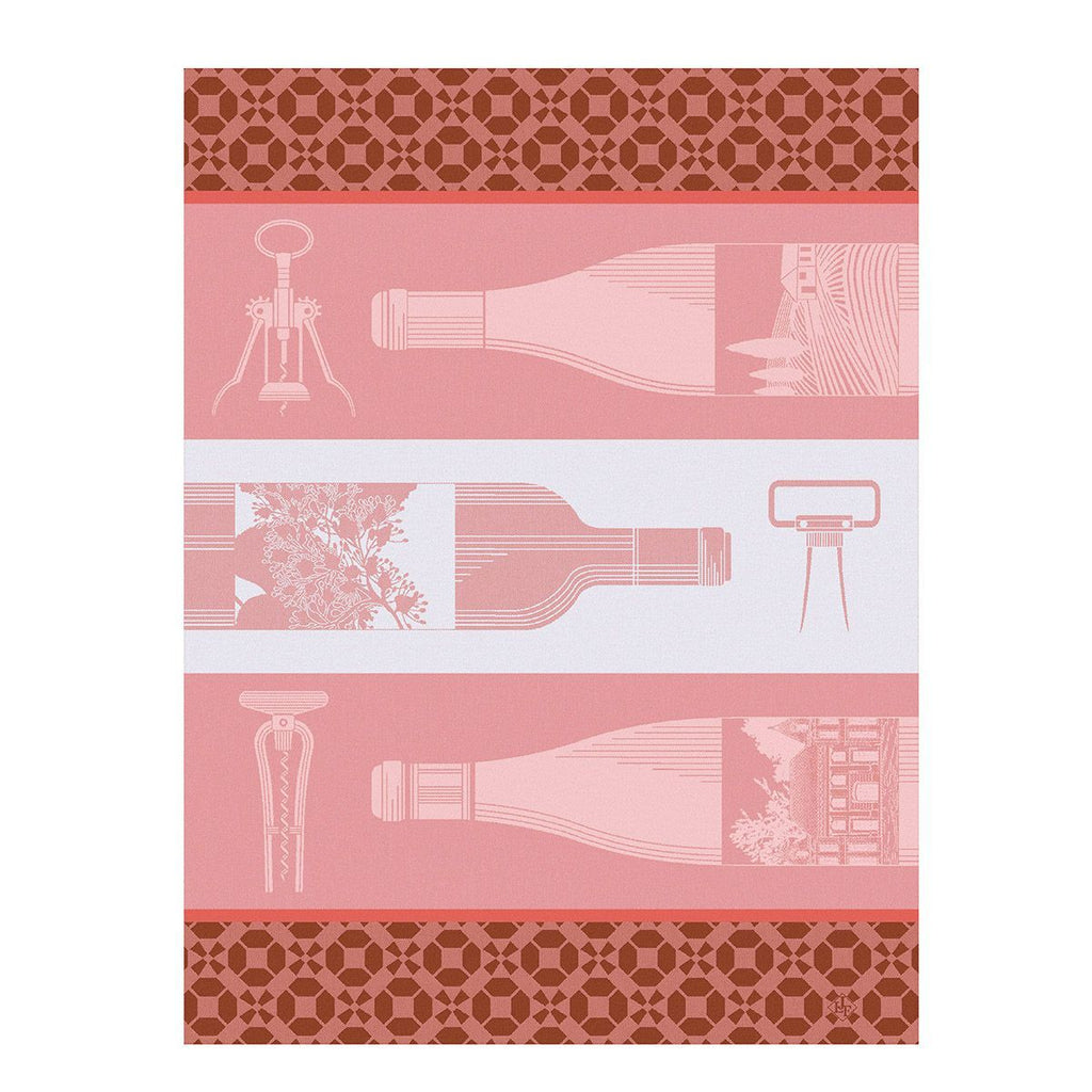 Vin en Bouteille Pink Tea Towels by Le Jacquard Français