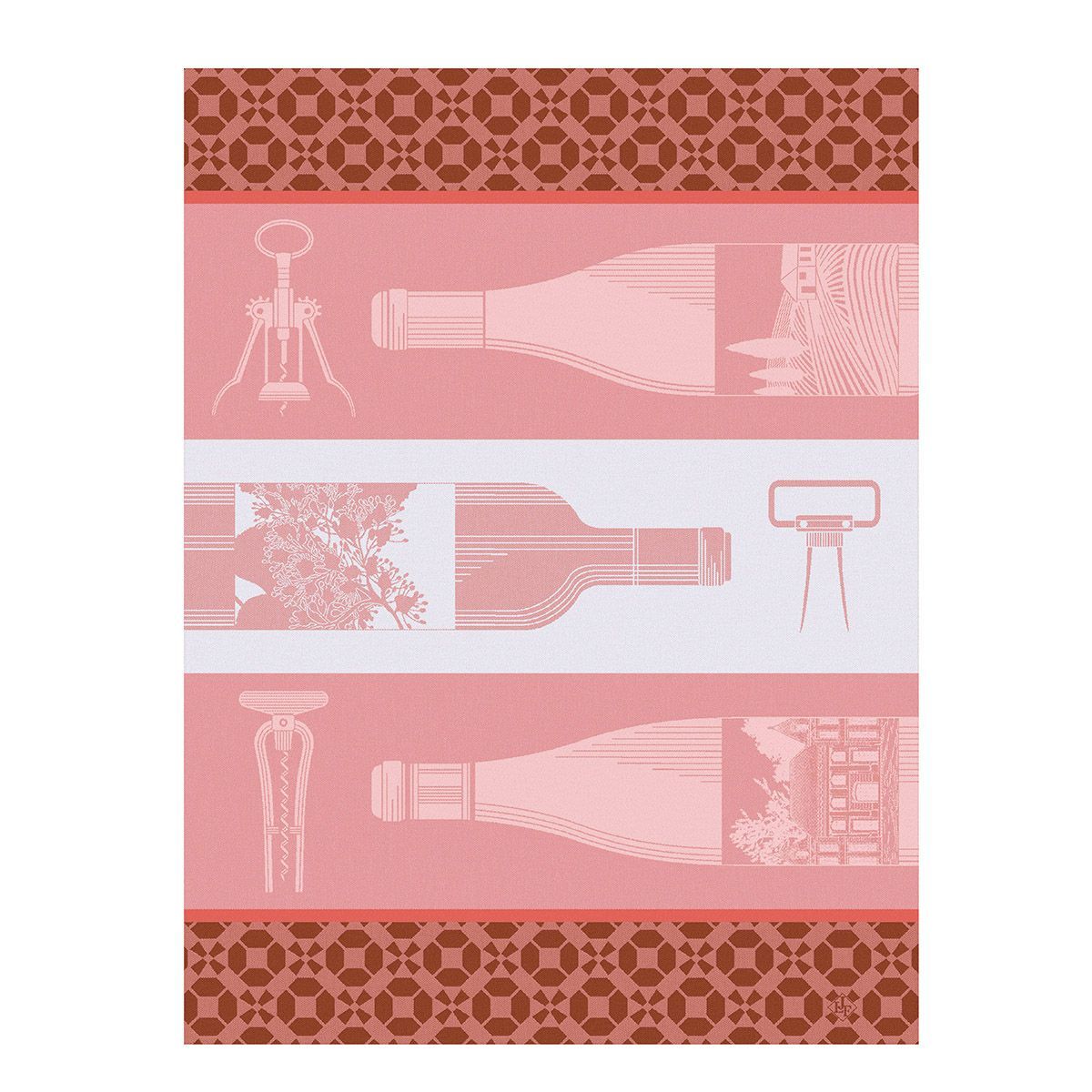 Vin en Bouteille Pink Tea Towels by Le Jacquard Français