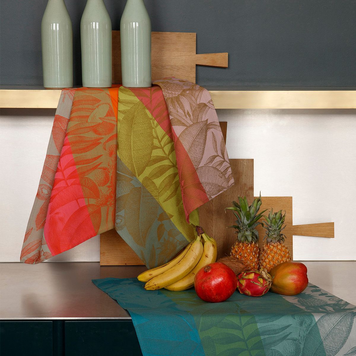 Fruits Exotiques Orange Tea Towels by Le Jacquard Français