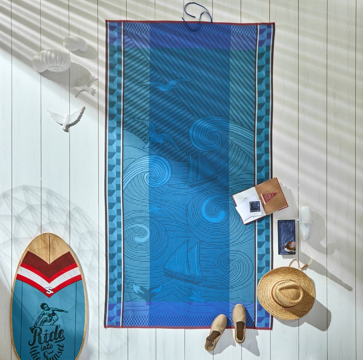 Baignade à Socoa Blue Beach Towel