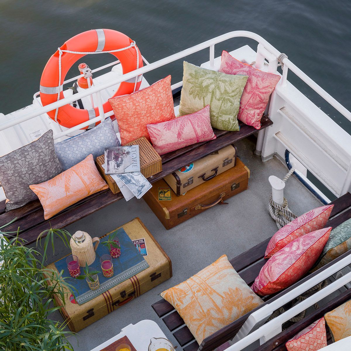 Croisière sur le Nil Orchid Pillows by Le Jacquard Français