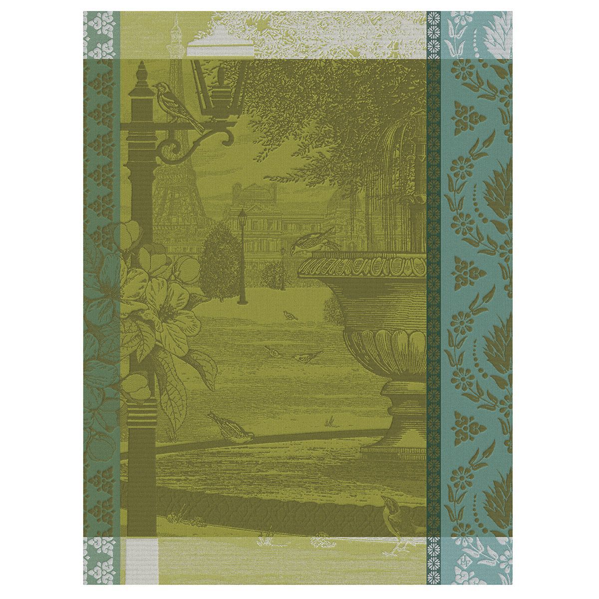 Jardin Parisien Green Tea Towels by Le Jacquard Français