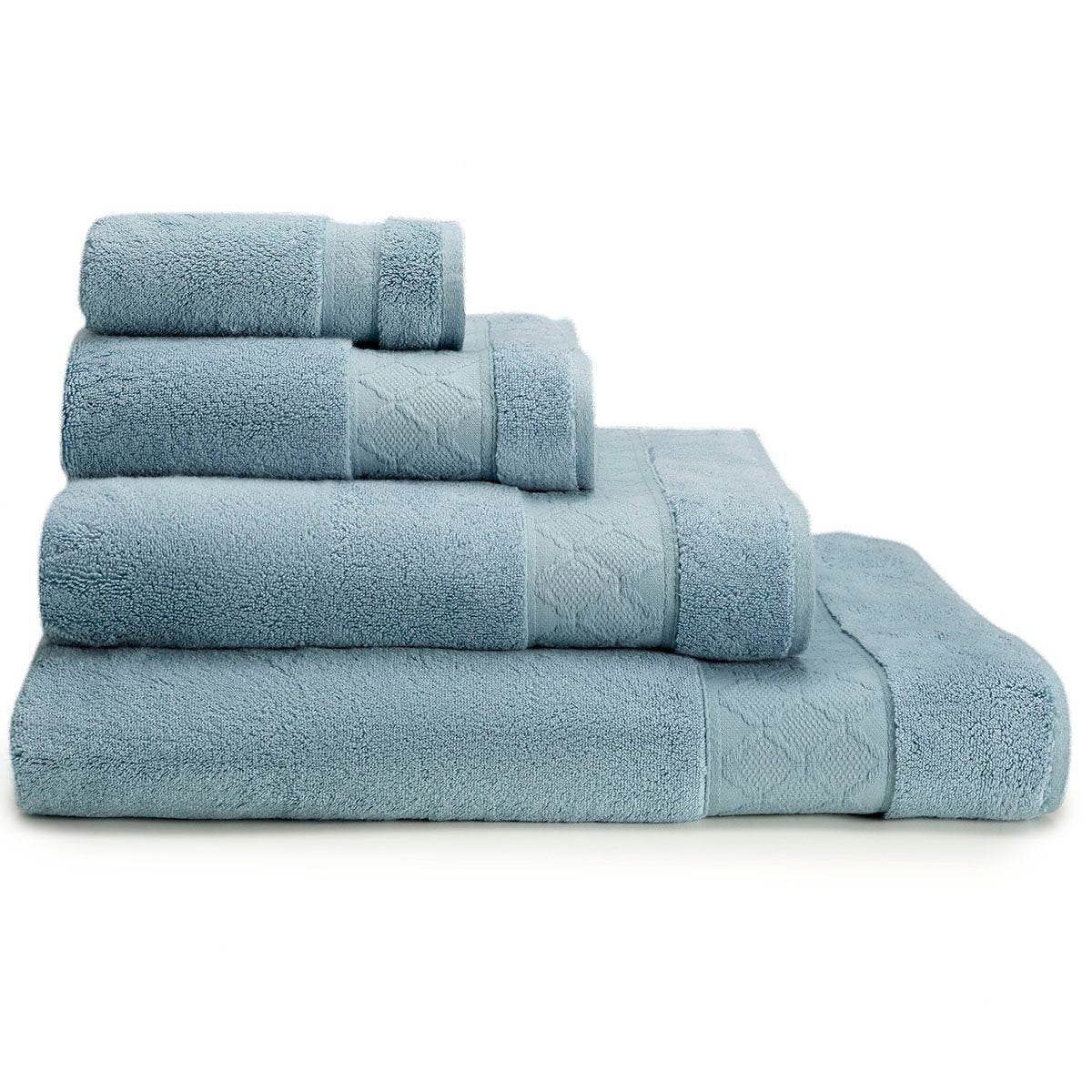 Caresse Blue Ice Bath Towels by Le Jacquard Français