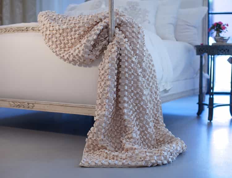 Ivory Ribbon Throw by Lili Alessandra