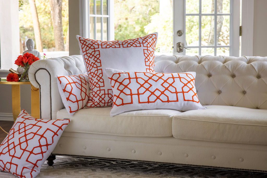 Franco White & Vermillion Euro Pillow by Lili Alessandra