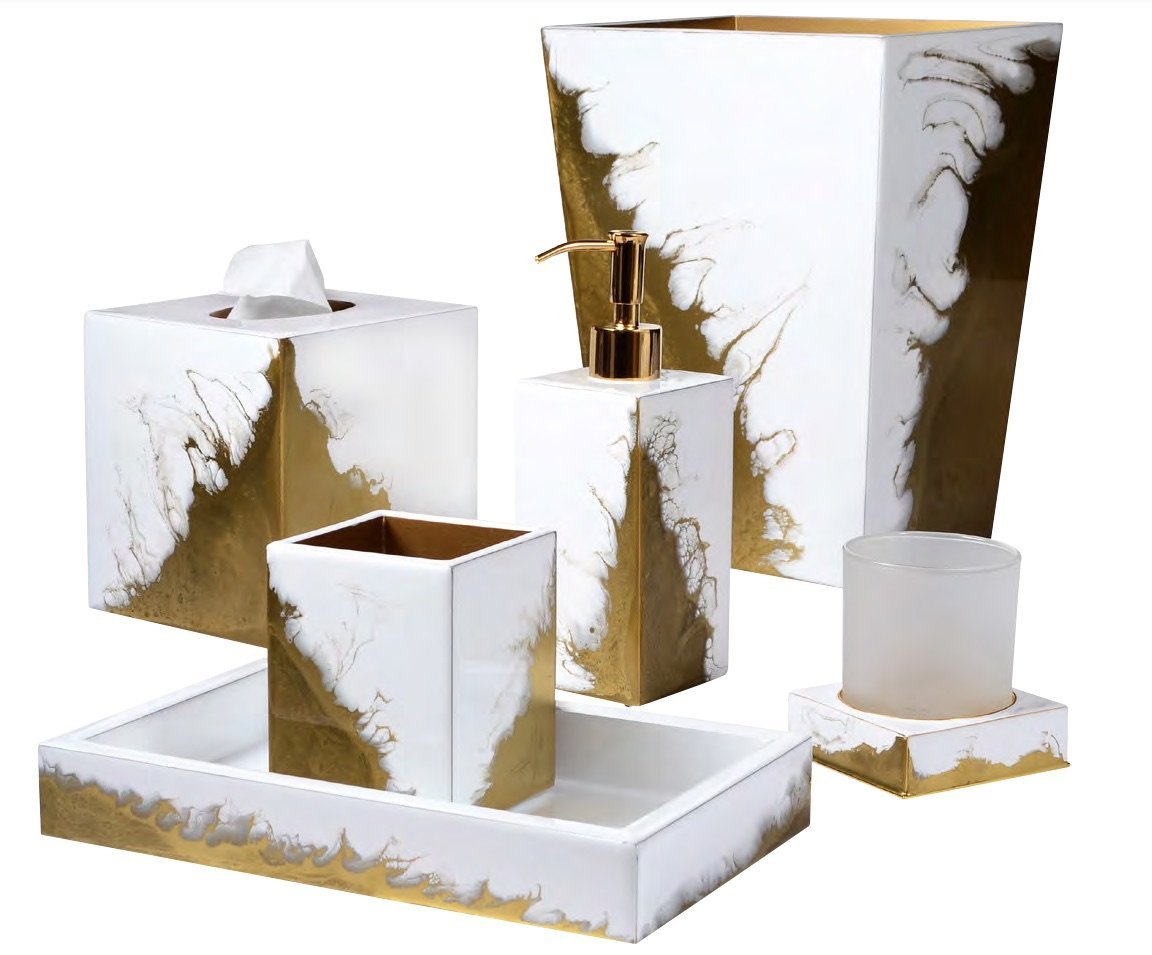 Lava Pure White & Gold Bath Accessories by Mike + Ally