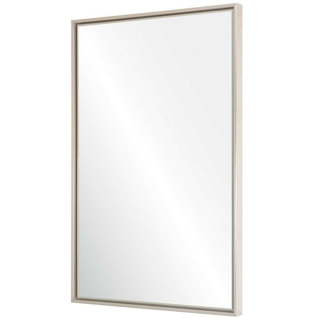 White & Silver Floated Panel Wall Mirror by Mirror Home