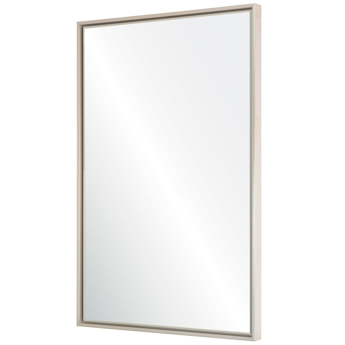 White & Silver Floated Panel Wall Mirror by Mirror Home