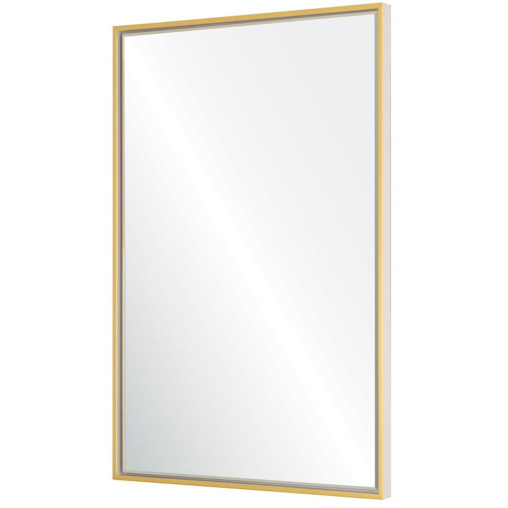 White & Gold Floated Panel Wall Mirror by Mirror Home