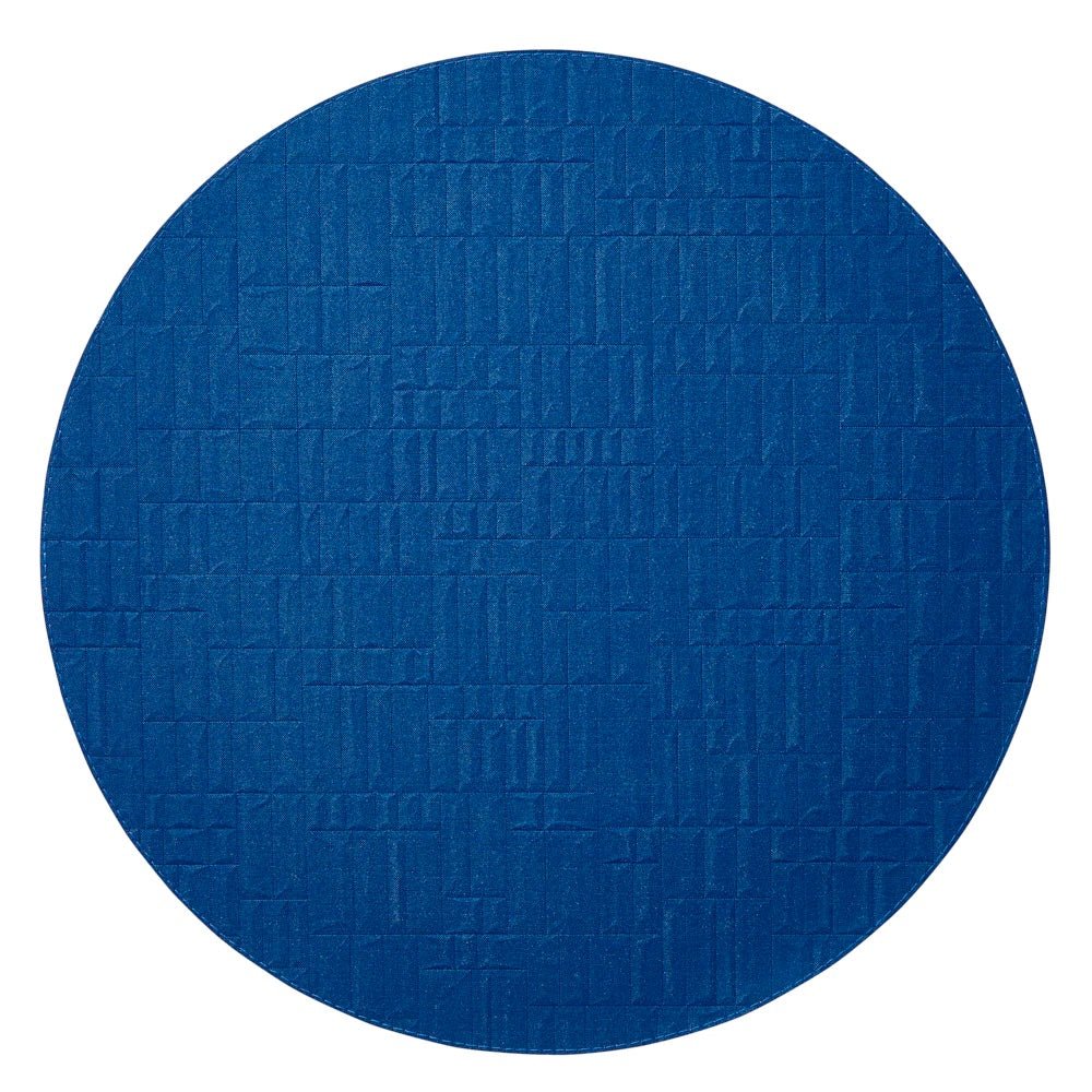 Chequer Blue & White Round Placemats by Mode Living