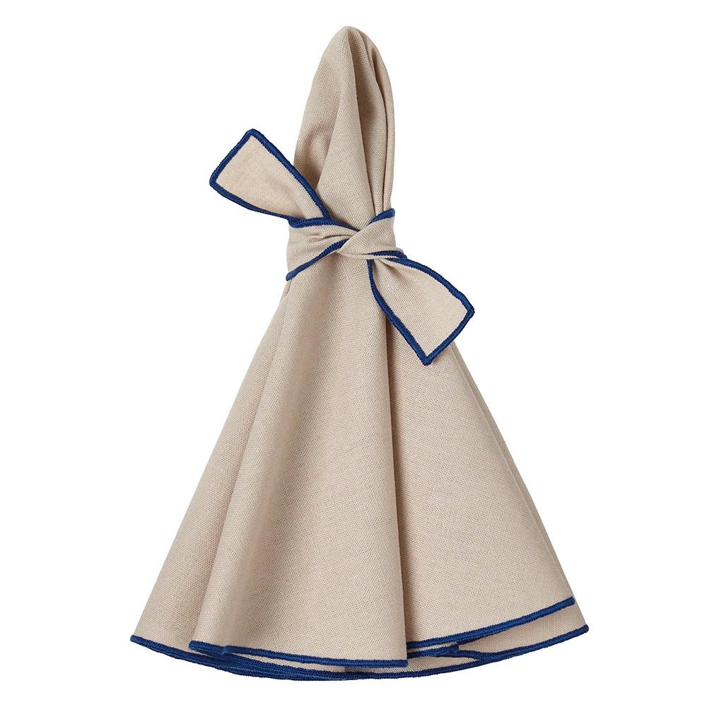 Napa Beige & Navy Round Napkins by Mode Living