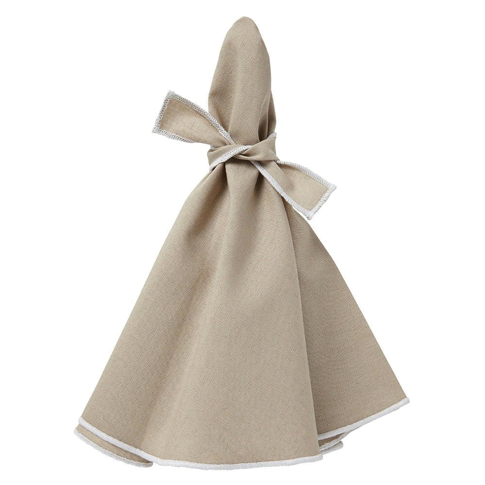 Napa Beige & White Round Napkins by Mode Living