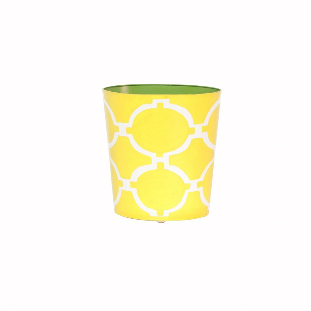 Arcadia Yellow & Cream Oval Wastebasket