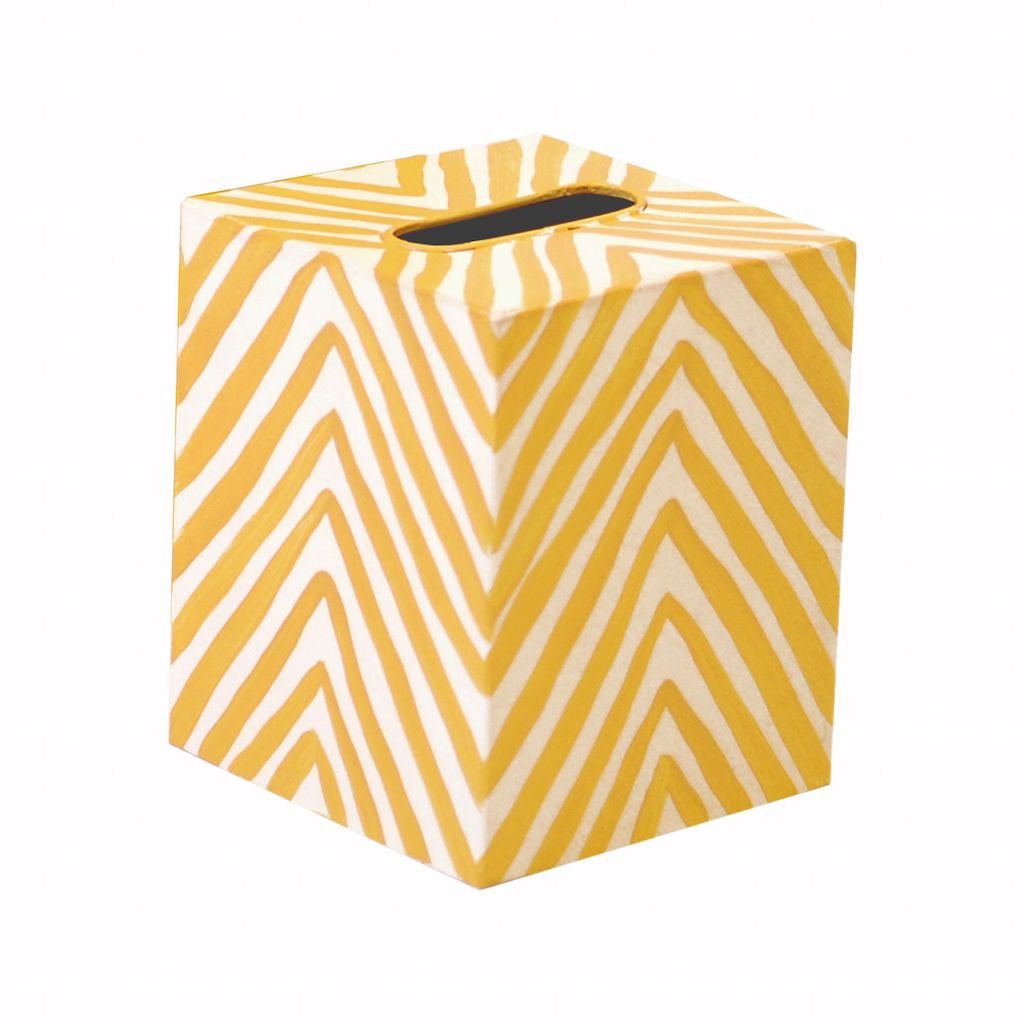Yellow & Cream Zebra Tissue Box Cover