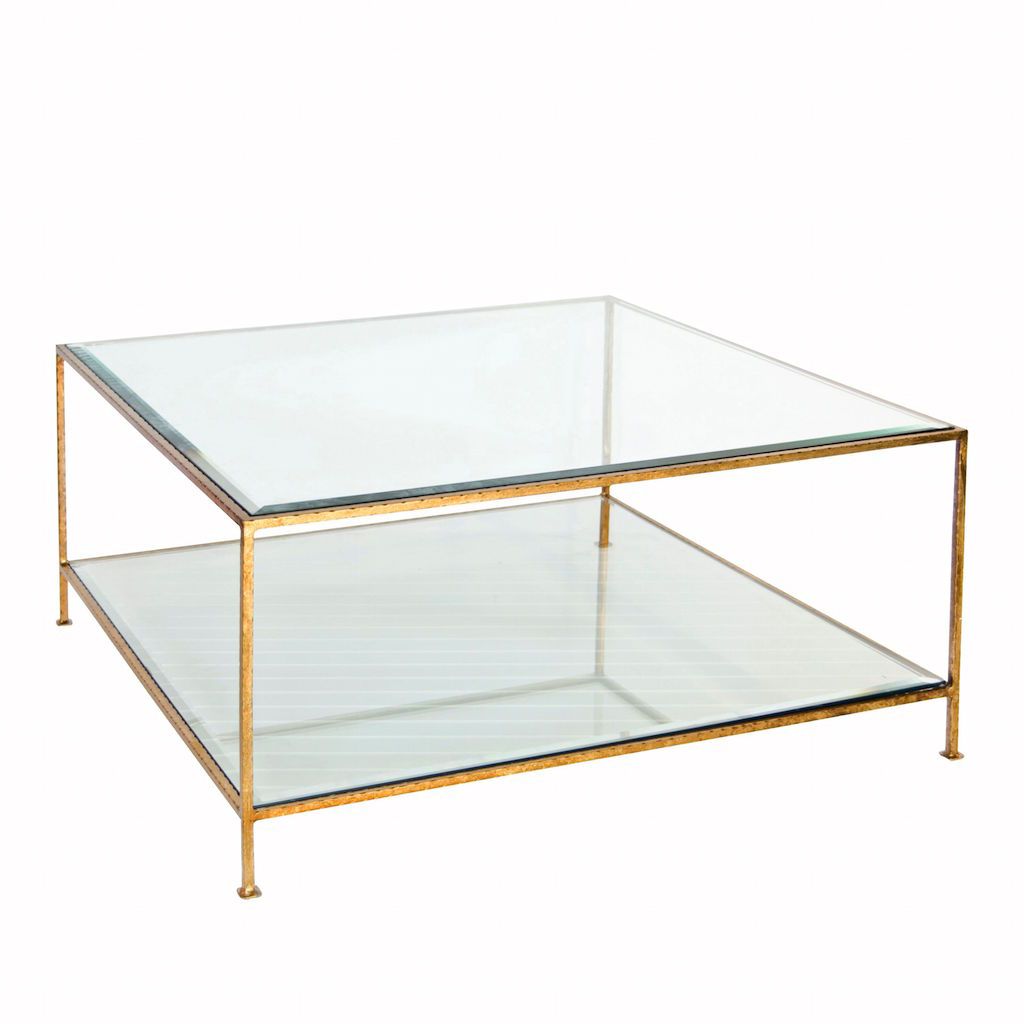 Quadro Gold & Glass Square Coffee Table