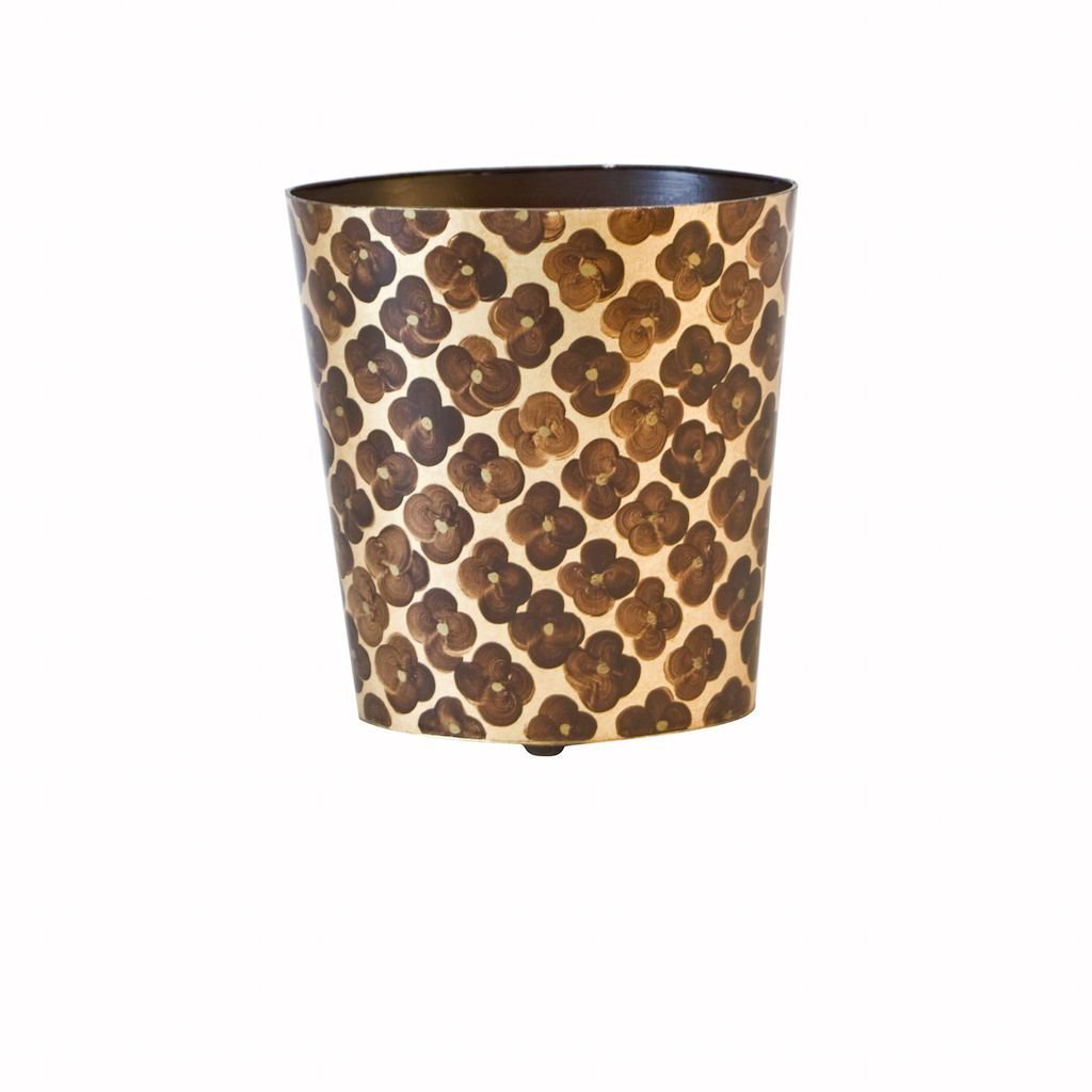 Morocco Brown & Gold Leaf Wastebasket