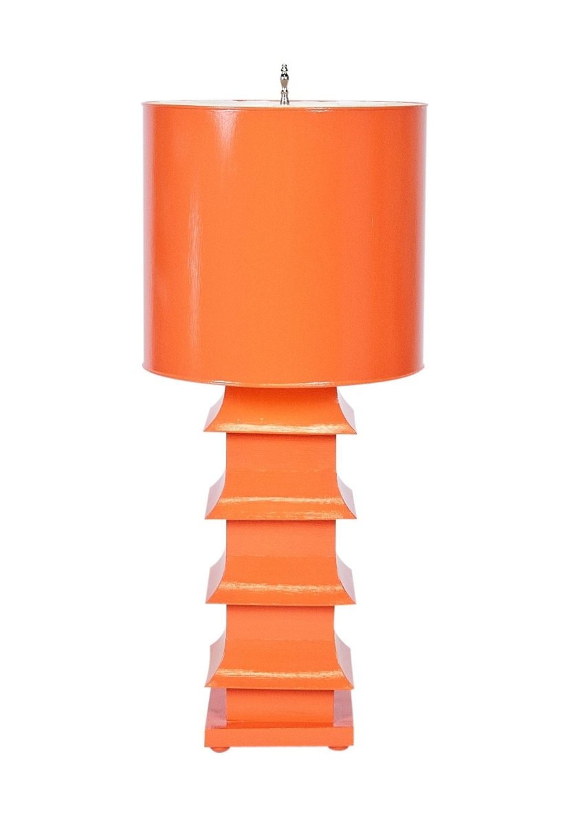 Large Orange Pagoda Table Lamp by Worlds Away