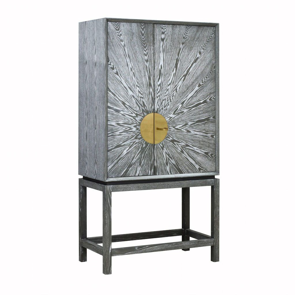 Luna Grey Cerused Oak Bar Cabinet