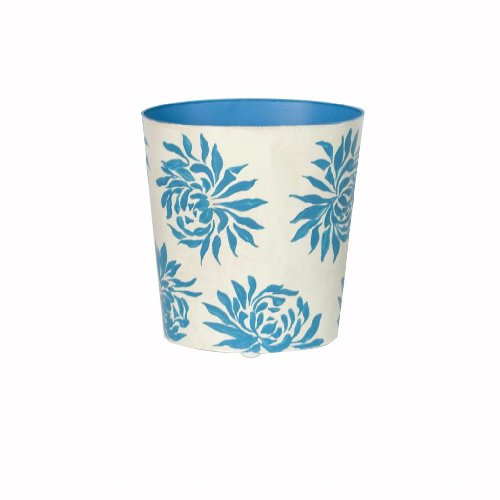 Dahlia Turquoise & Cream Wastebasket