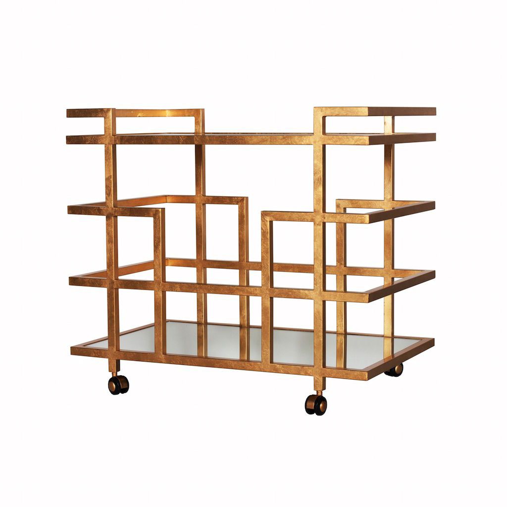 Ireland Gold Bar Cart by Worlds Away