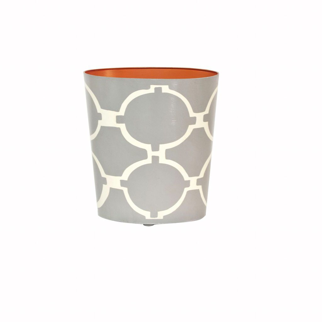 Arcadia Grey & Cream Oval Wastebasket