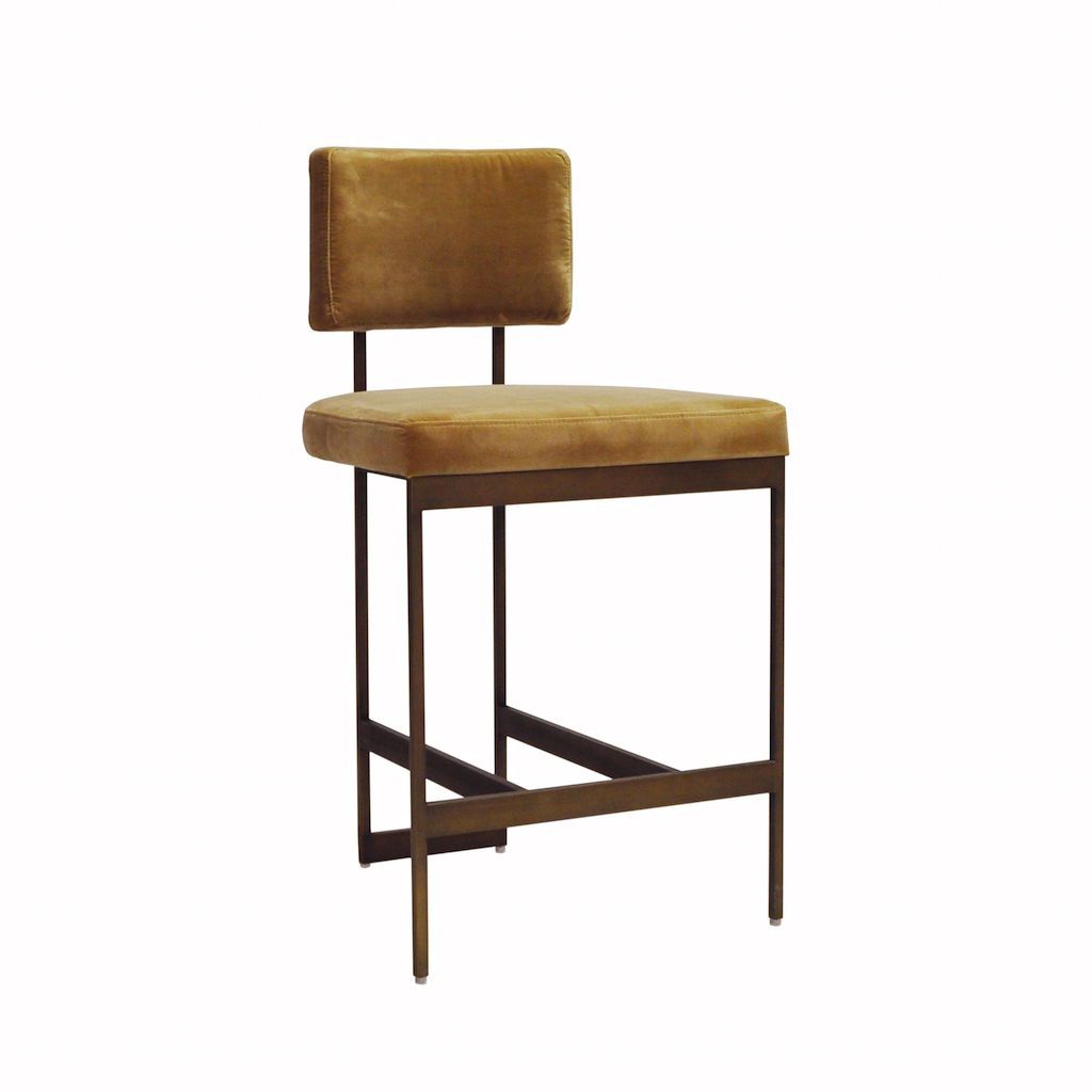 Baylor Bronze & Camel Velvet Counter Stool