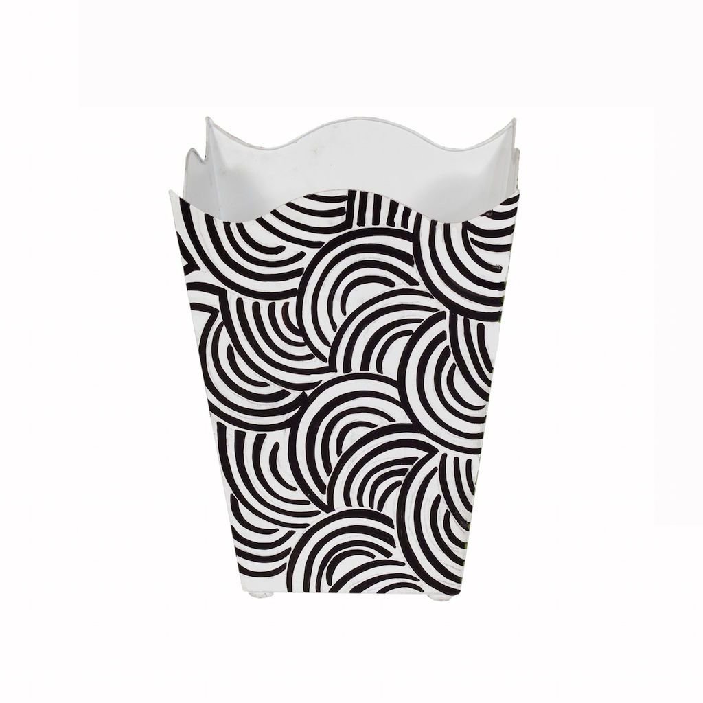 Black & White Square Wave Top Wastebasket