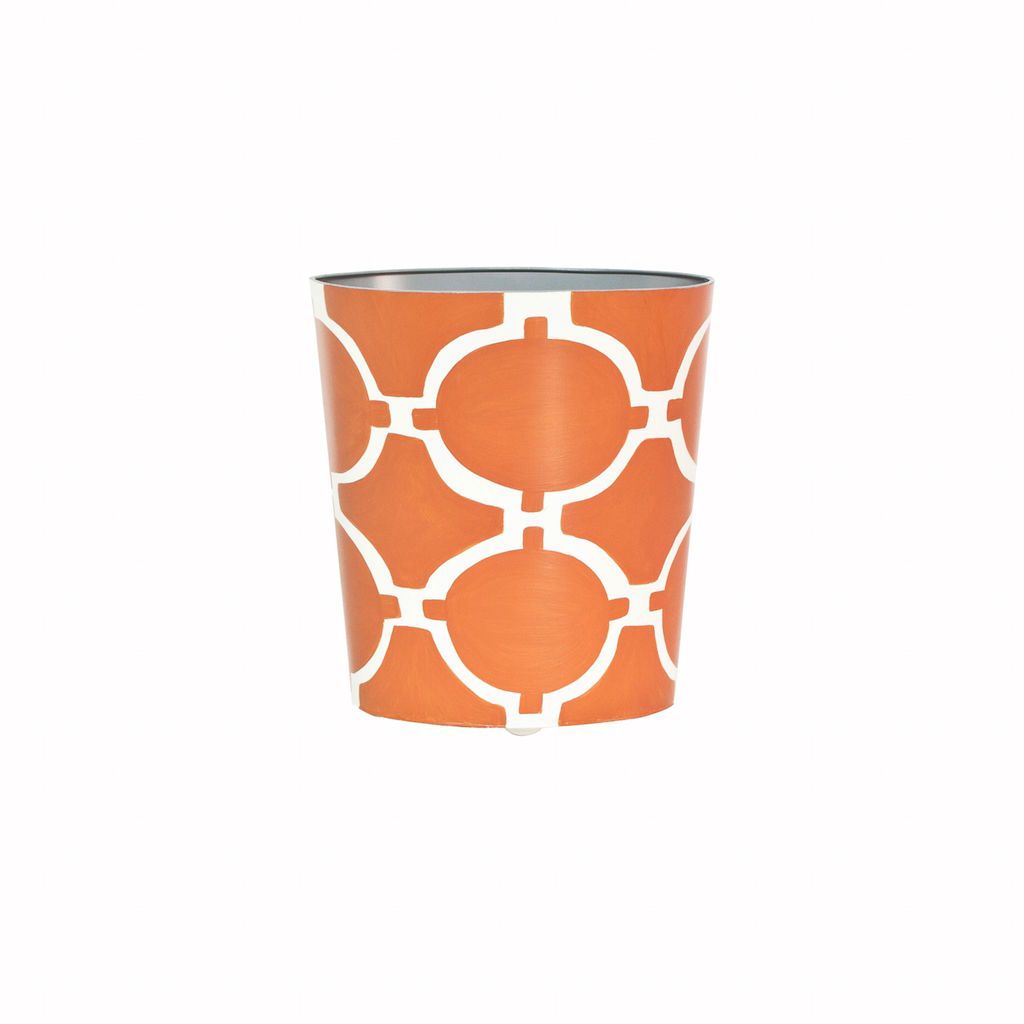 Arcadia Orange & Cream Oval Wastebasket