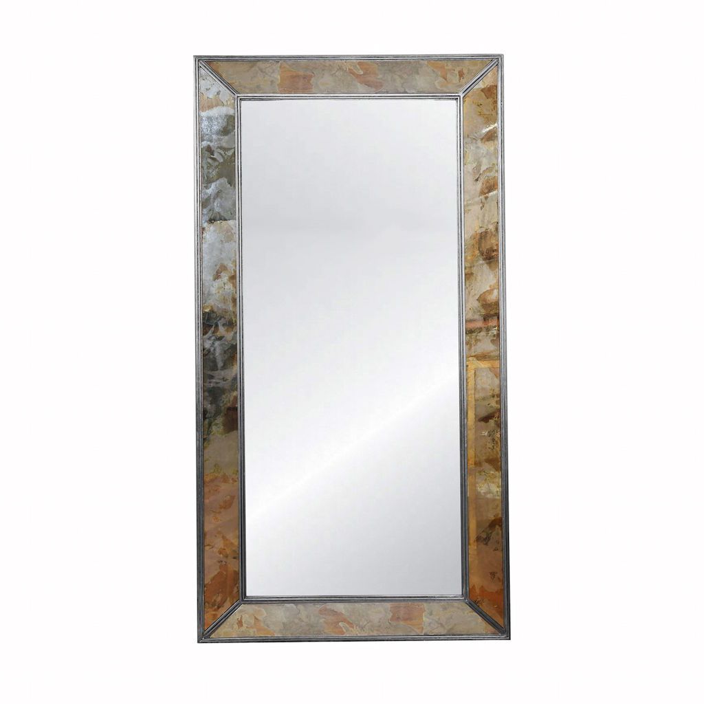Dion Floor Mirror with Silver Leaf Edging