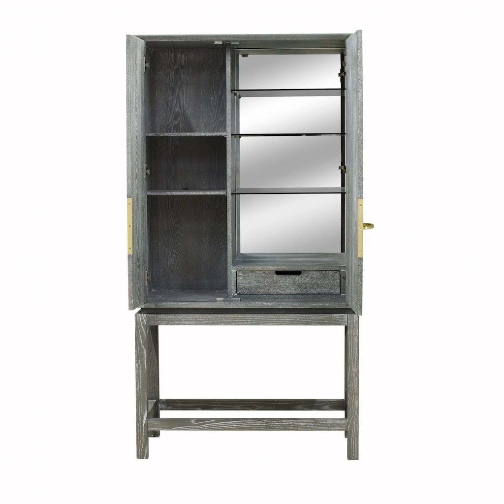 Luna Grey Cerused Oak Bar Cabinet