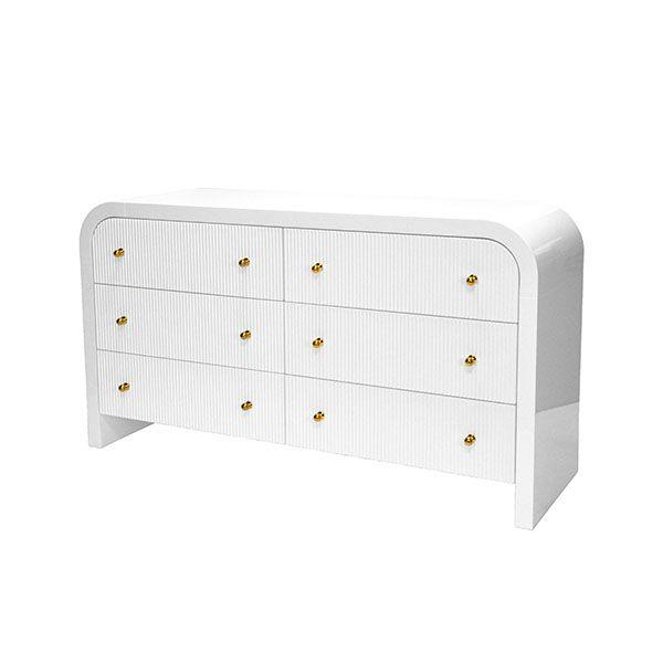 Valentina White 6-Drawer Chest by Worlds Away