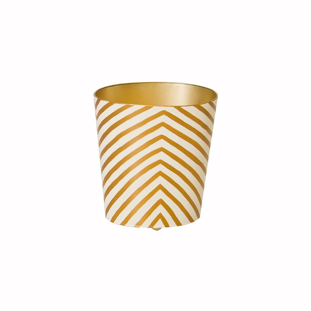 Gold & Cream Zebra Wastebasket by Worlds Away