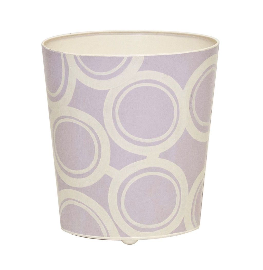 Lavender & Cream Oval Wastebasket by Worlds Away
