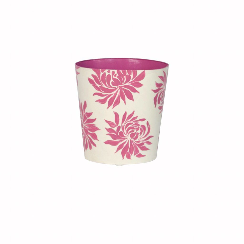 Dahlia Pink & Cream Wastebasket