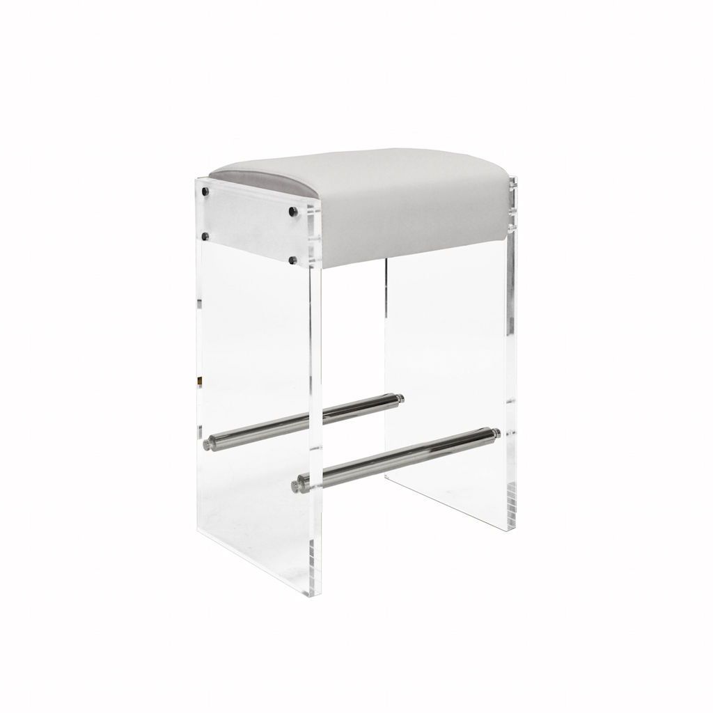 Indy Acrylic Counter Stool with White Vinyl Cushion