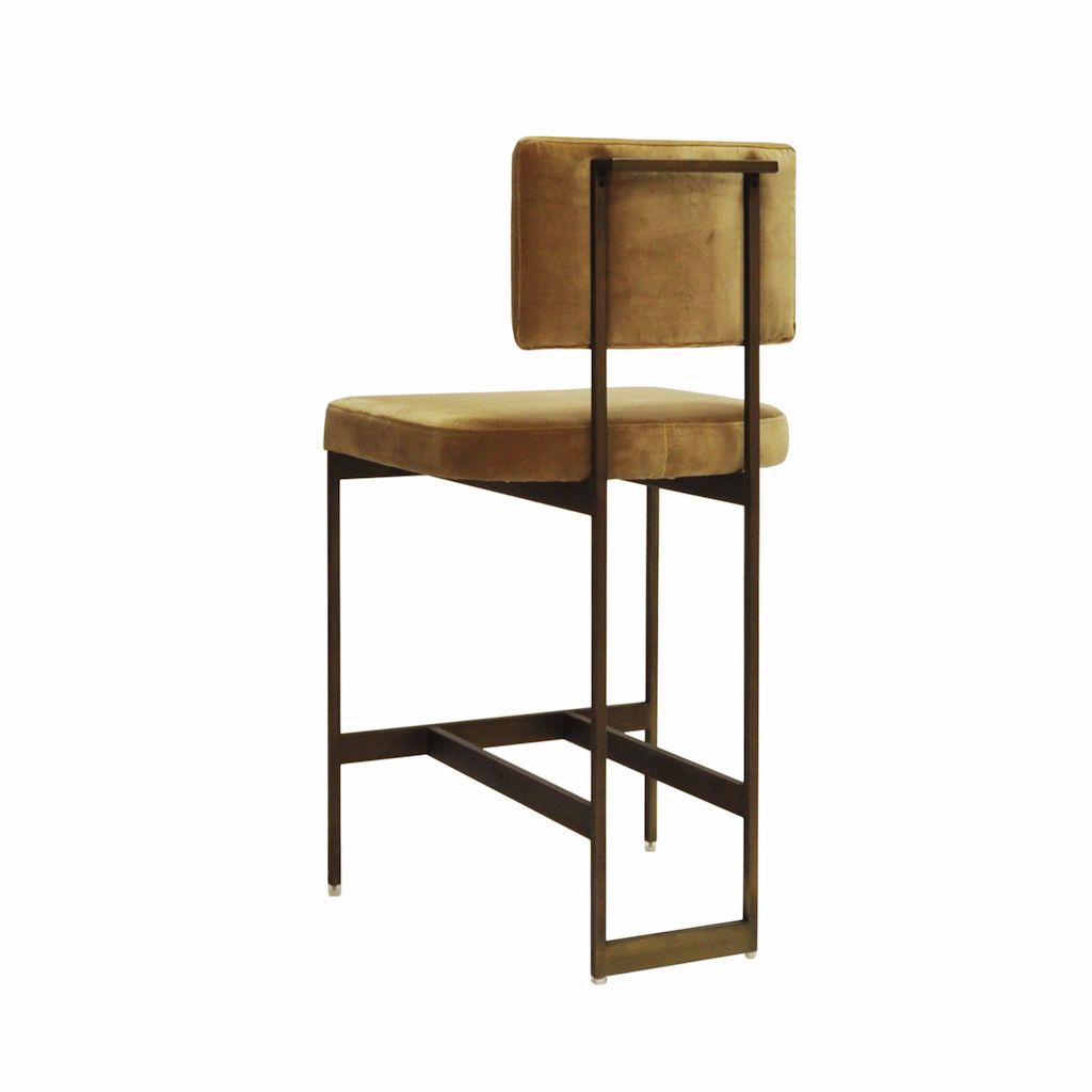 Baylor Bronze & Camel Velvet Counter Stool