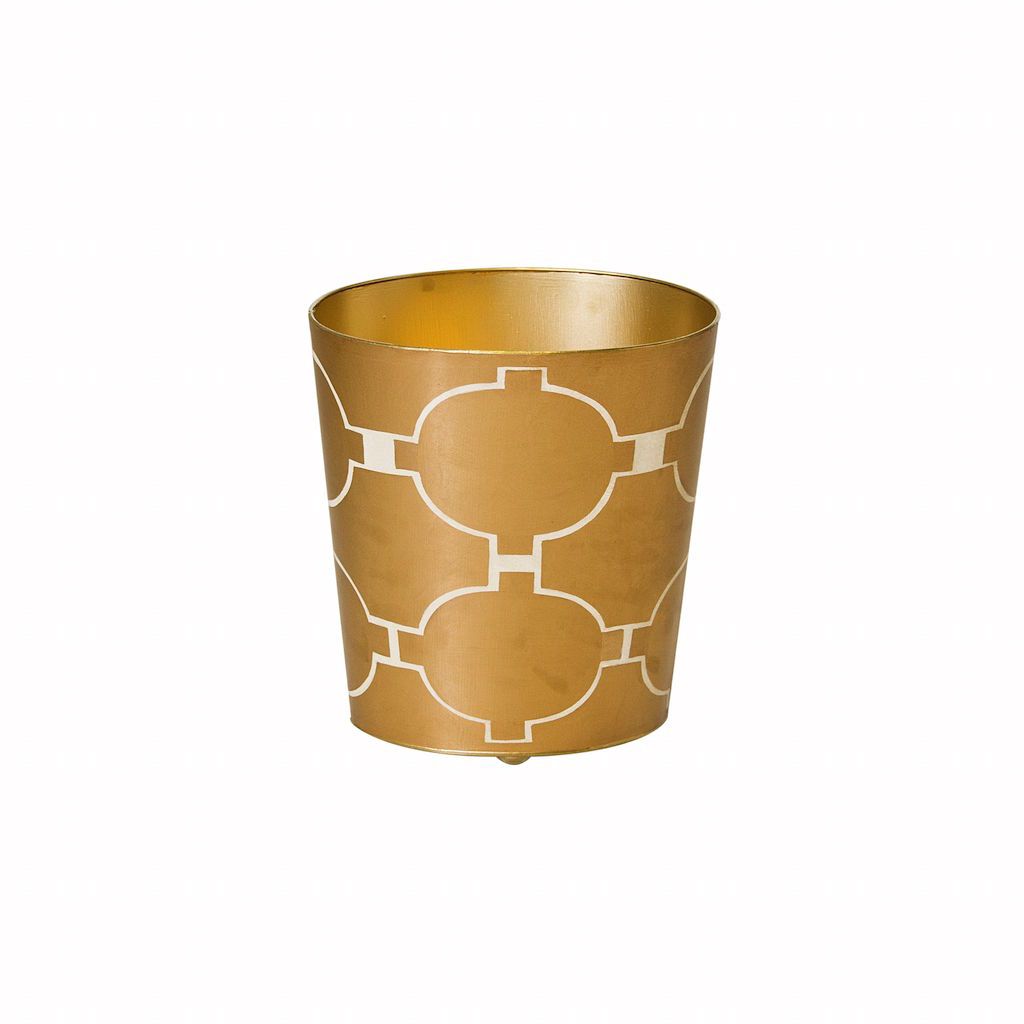 Arcadia Gold & Cream Oval Wastebasket