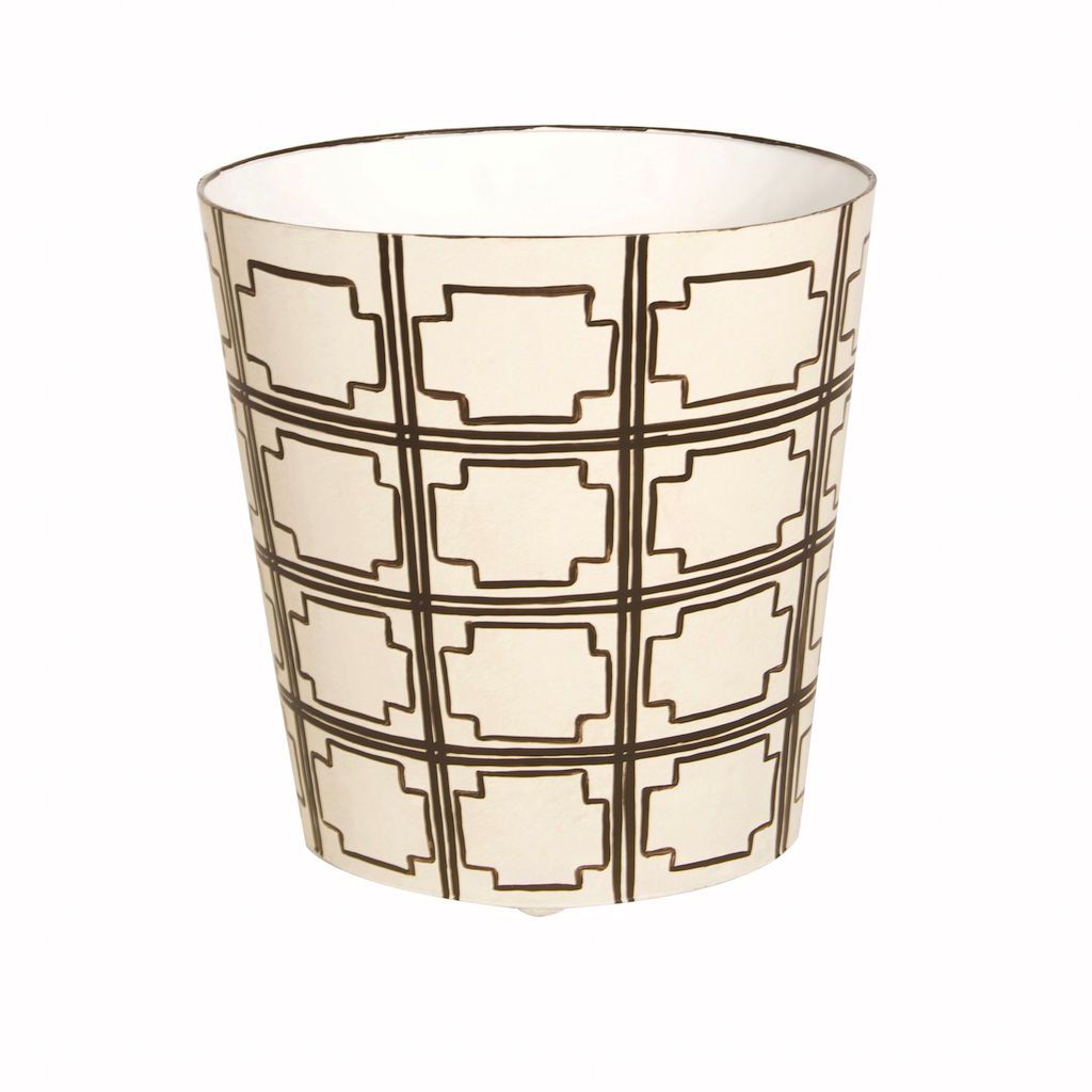 Squares Cream & Brown Wastebasket