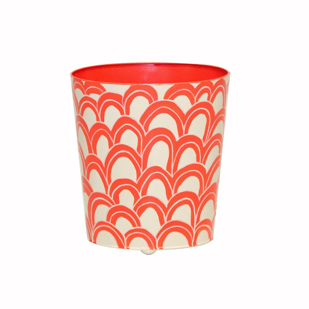 Gaston Orange & Cream Oval Wastebasket
