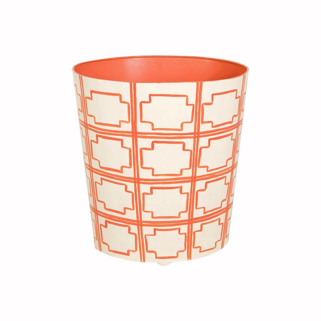 Squares Cream & Orange Wastebasket