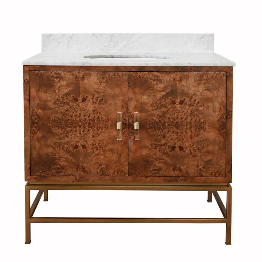 Clifford Dark Burl Wood Bath Vanity by Worlds Away