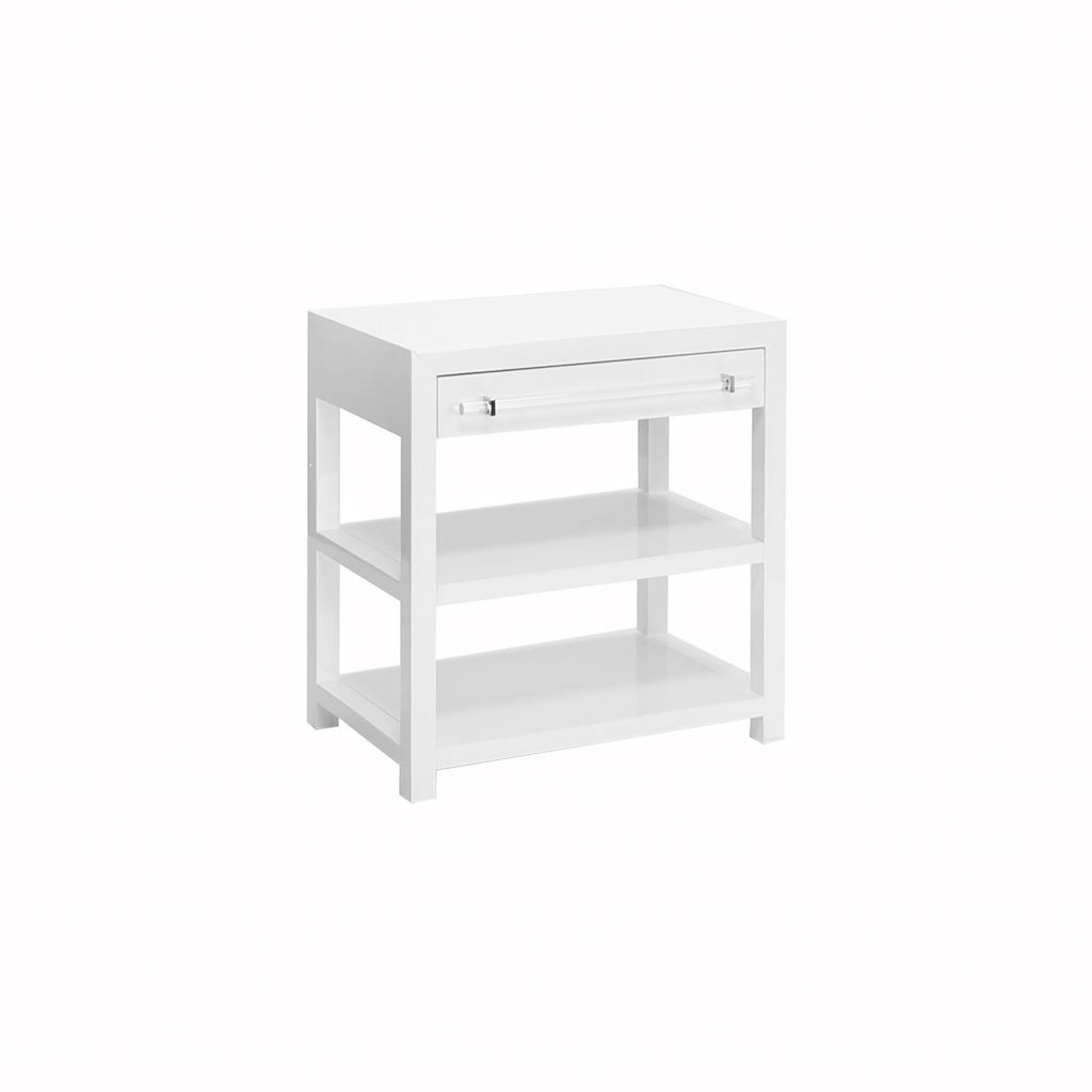 Garbo White Lacquer Side Table by Worlds Away
