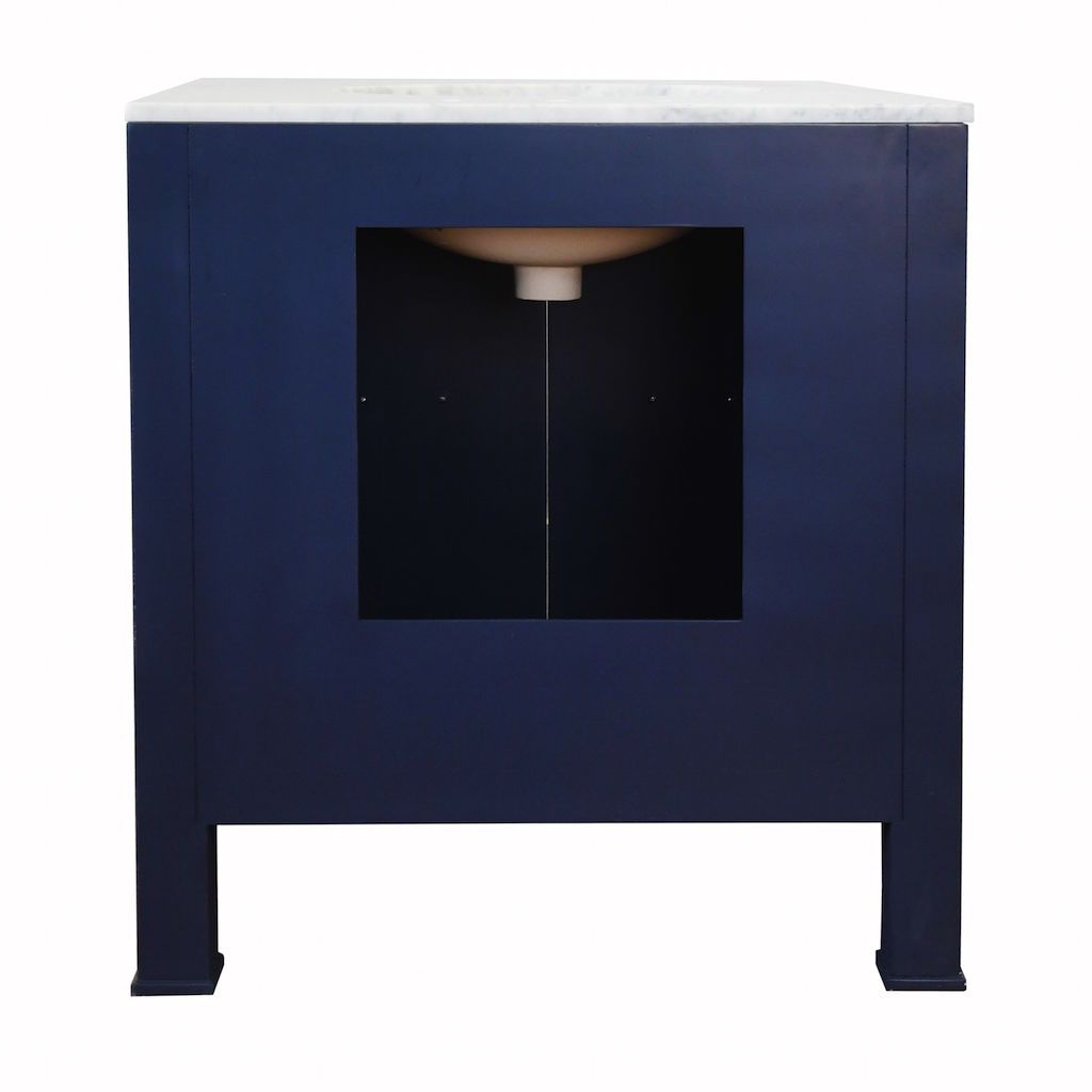 Blanche Textured Navy Linen Bath Vanity by Worlds Away