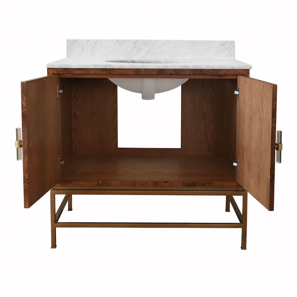 Clifford Dark Burl Wood Bath Vanity by Worlds Away