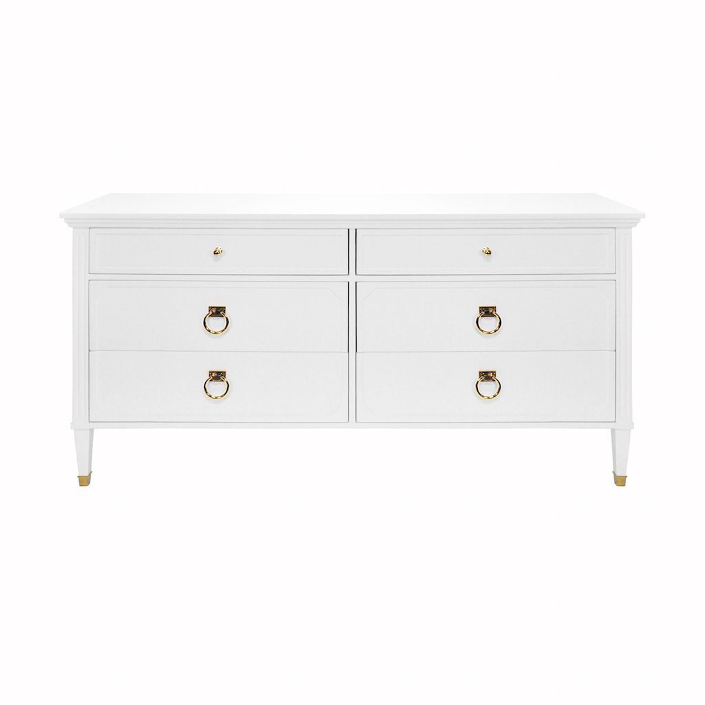 Vincent White & Brass 6 Drawer Chest