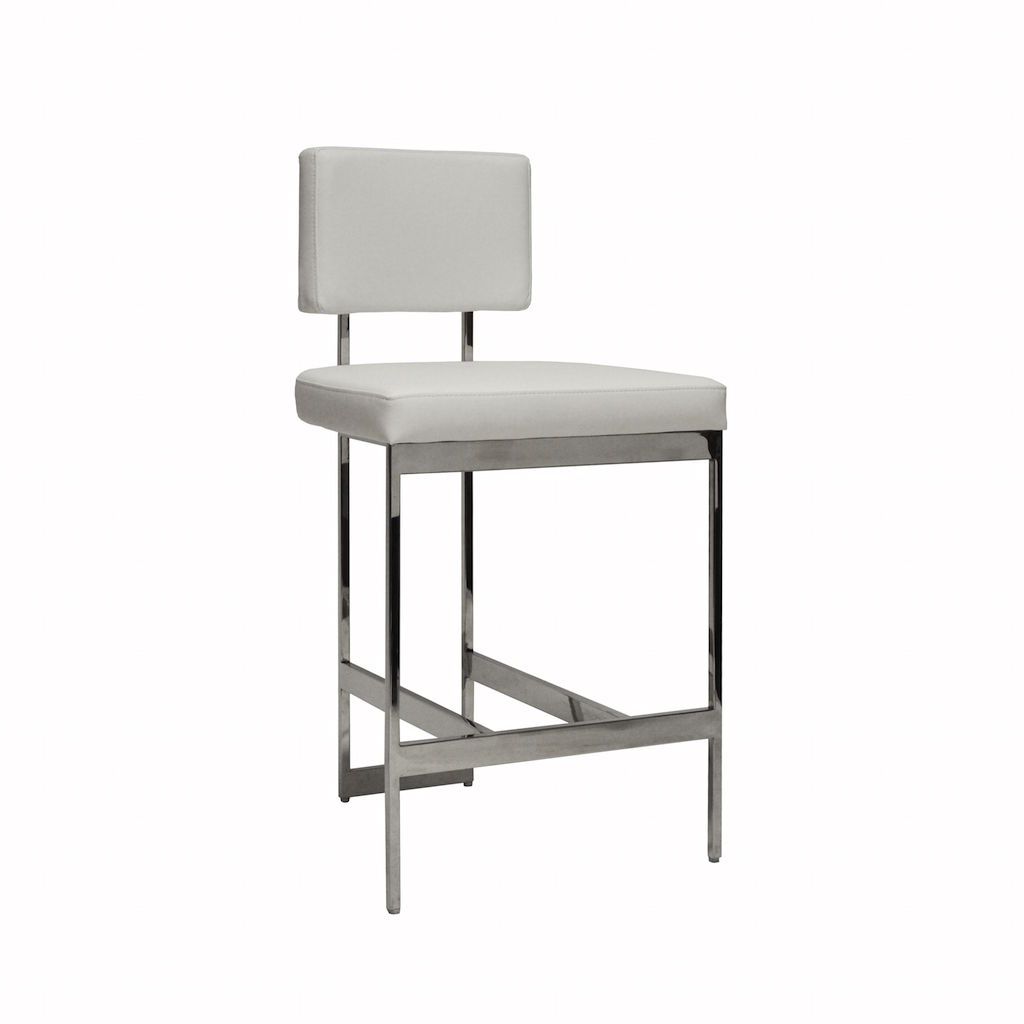 Baylor Nickel & White Vinyl Counter Stool
