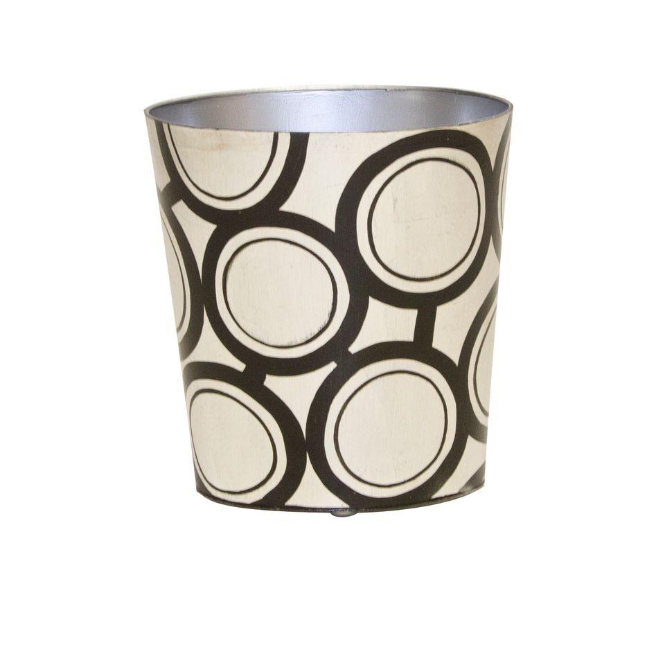 Black & Silver Oval Wastebasket by Worlds Away