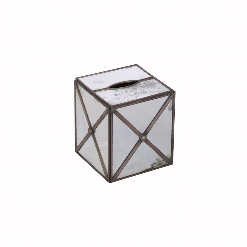 Antique Mirror Cross Hatch Tissue Box Cover
