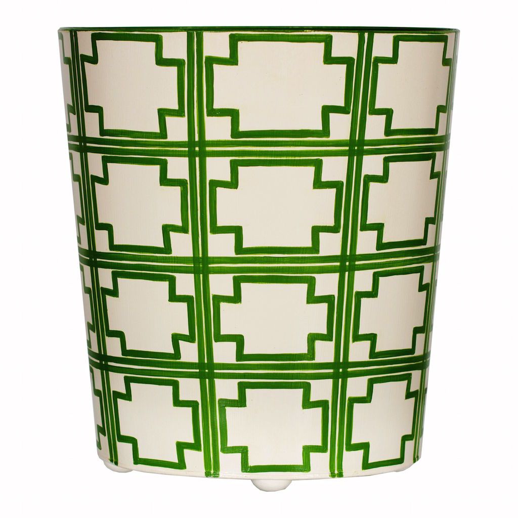 Squares Green & Cream Wastebasket